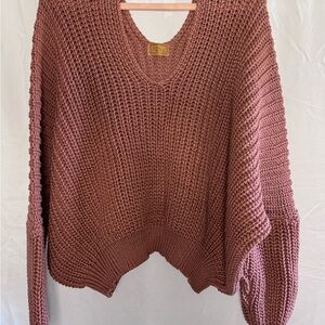 POL V-Neck oversized Large Knit Sweater - Mauve